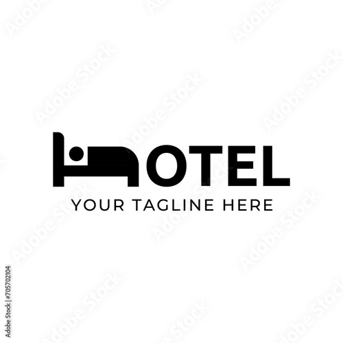 Hotel Logo. Bed logo template isolated on white background.
