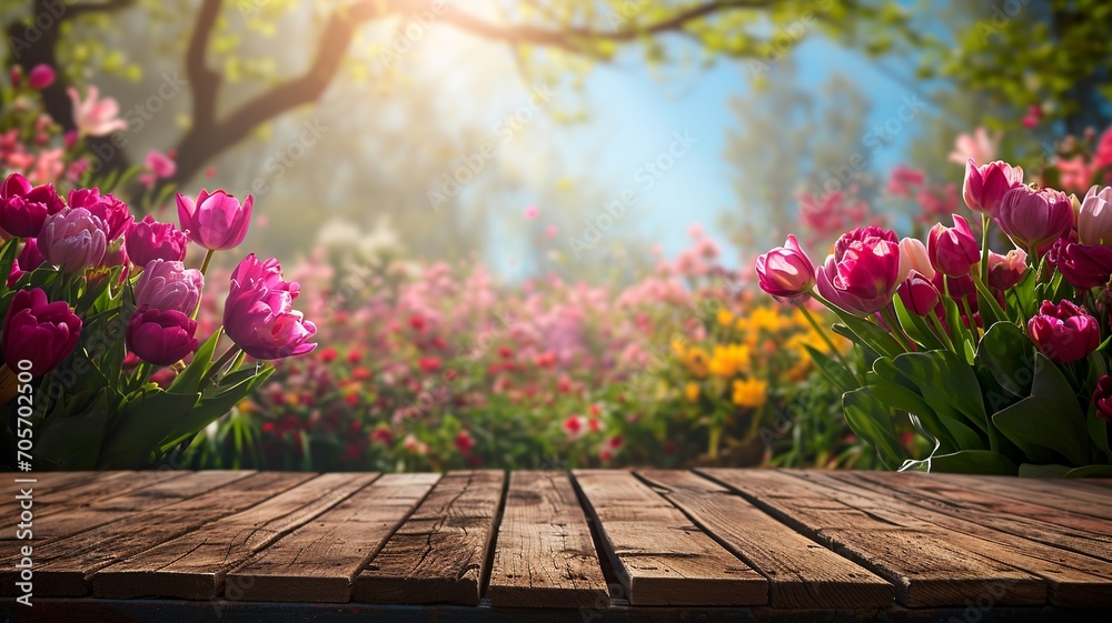 Blooming Spring Garden Backdrop for Mother's Day with Table Top

