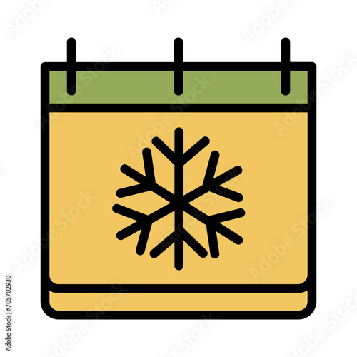 Calendar Snow Winter Filled Outline Icon