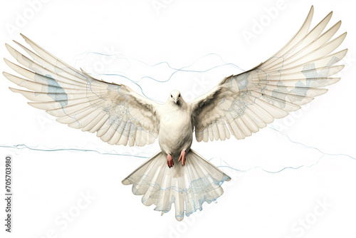 Animal, symbols concept. Abstract dove or pigeon made of maps colorful illustration. Symbol of love and peace