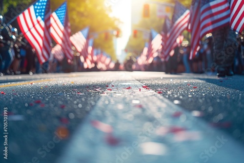 Vibrant Parade with Marching Bands for Memorial Day

