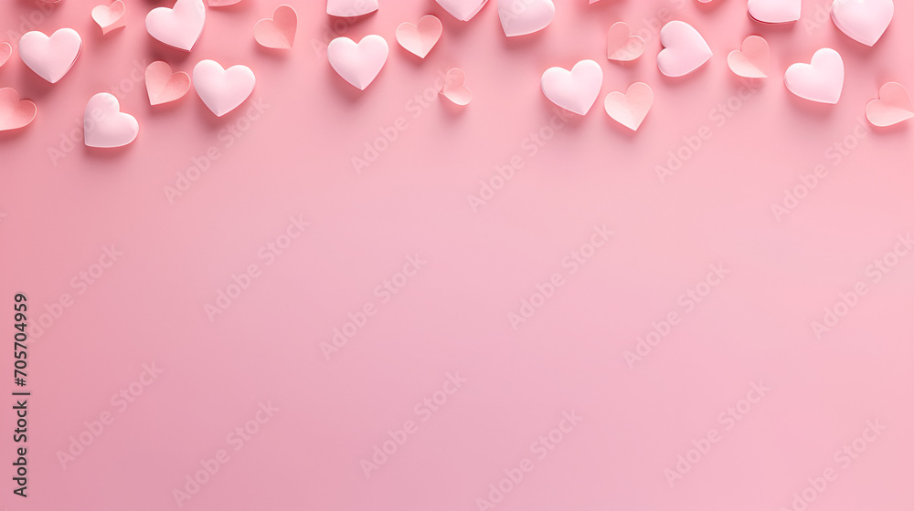 pink romantic hearts on pink background. valentine's day texture. love concept.generative ai	