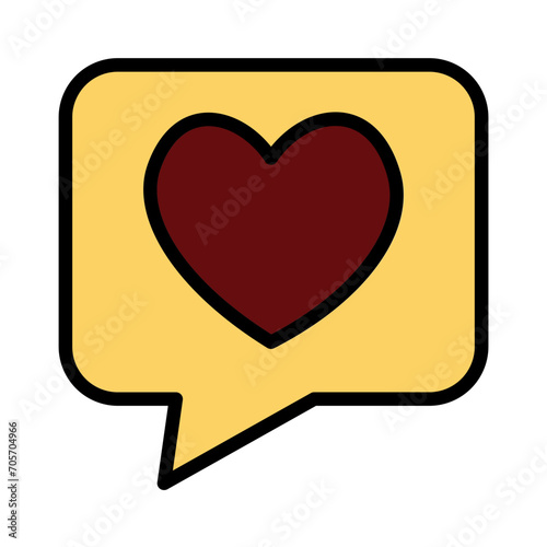 Bubble Heart Ove Filled Outline Icon