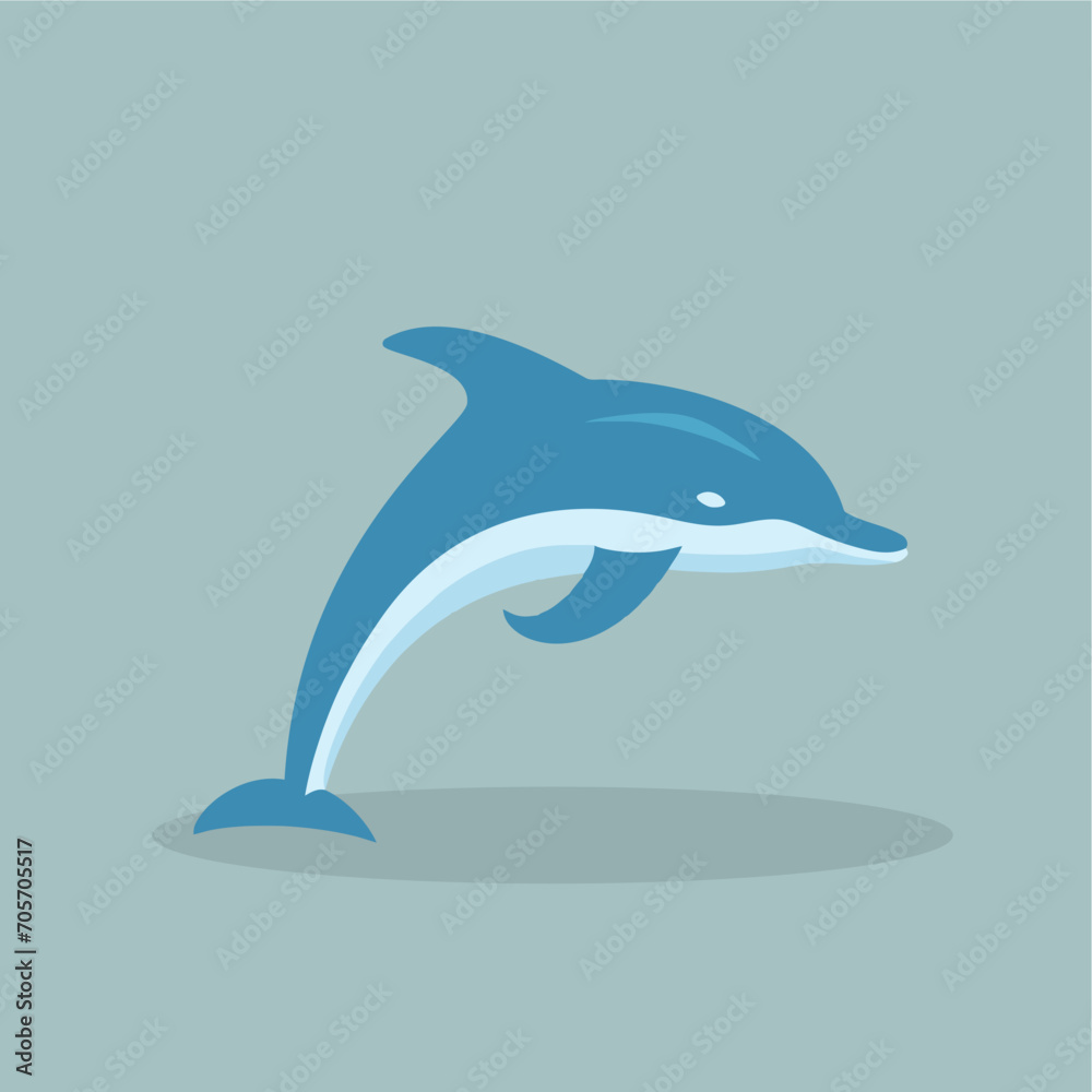 Fototapeta premium Vector Flat Dolphin Fish