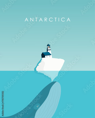 Antarctica postcard, vertical banner, poster.