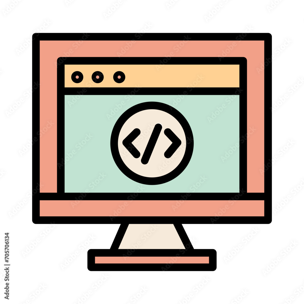 Coding Device Web Filled Outline Icon Coding Device Web Filled Outline Icon