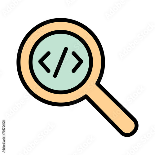 Code Search Coding Filled Outline Icon