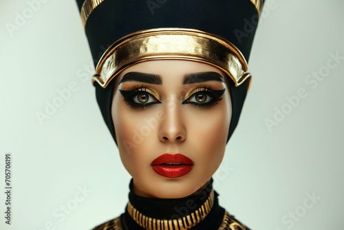 Elegant Portrait of a Woman in Egyptian Queen Costume. Generative ai