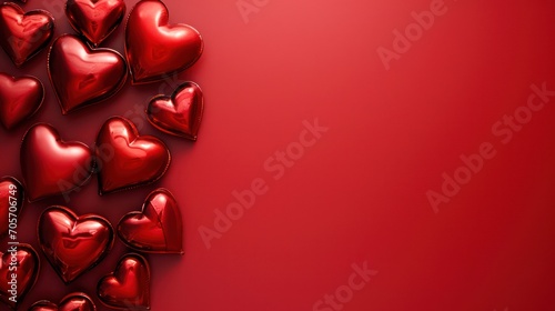 A beautiful Valentine-themed background adorned with love symbols, top view, and ample copy space photo