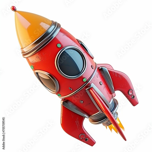 Retro Futuristic Rocket Launch. Generative ai