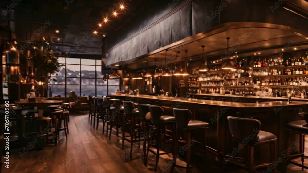 interior of modern wooden bar