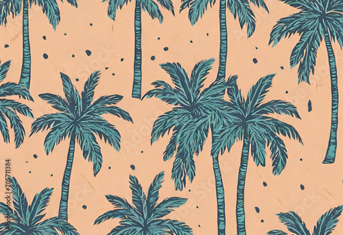 palm trees seamless pattern, coconut background