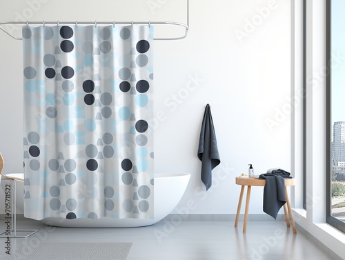 Obraz na płótnie Stylish Shower Curtain Mockup for Bathroom Decor - AI Generated w salonie