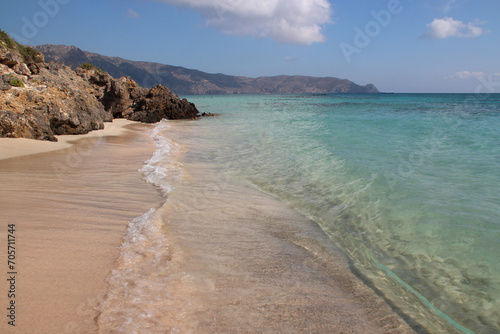 mediterranean sea at elafonissi beach in crete in greece 