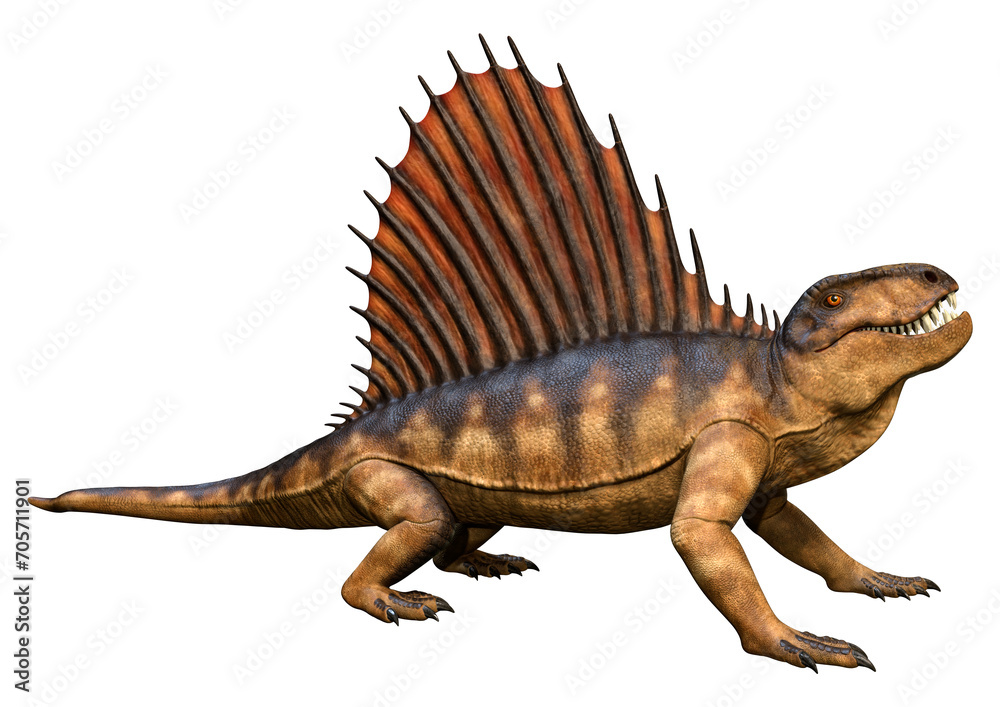 Fototapeta premium 3D Rendering Dinosaur Dimetrodon on White