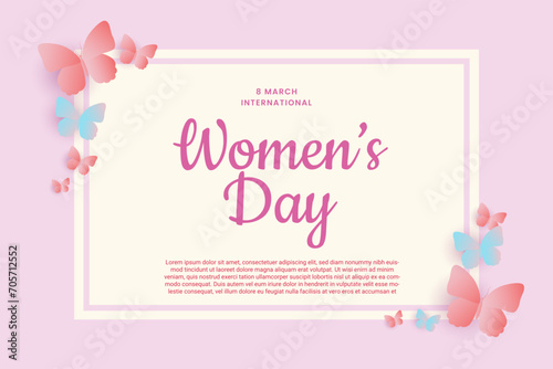 International Womens Day design background. Women's day. Poster or banner with different women and copy space. 8 March