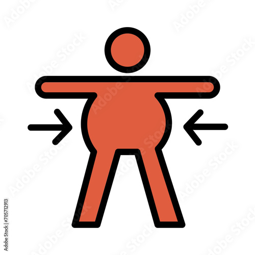 Distention Obese Obesity Filled Outline Icon
