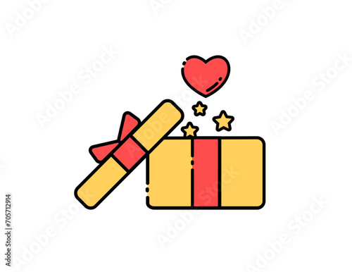 gift box with heart and stars icon