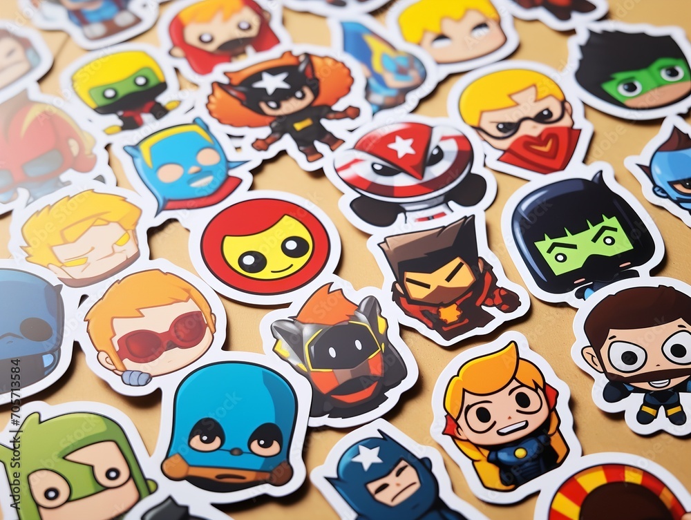 Fototapeta premium Fun Custom Sticker Sheet Mockup for Creative Expression - AI Generated