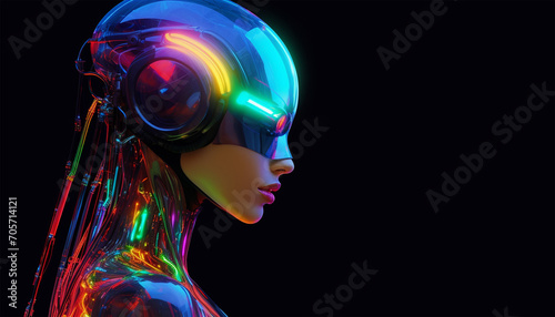 Photos Futuristic android neon cyberpunk