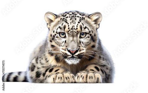Whispers of Winter  A Glimpse into the Camouflaging Fur of a Snow Leopard Isolated on Transparent Background PNG.