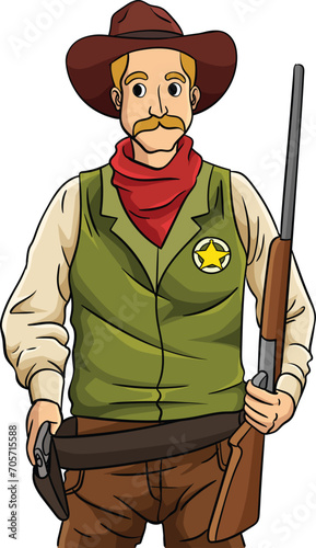 Cowboy Sheriff Cartoon Colored Clipart 