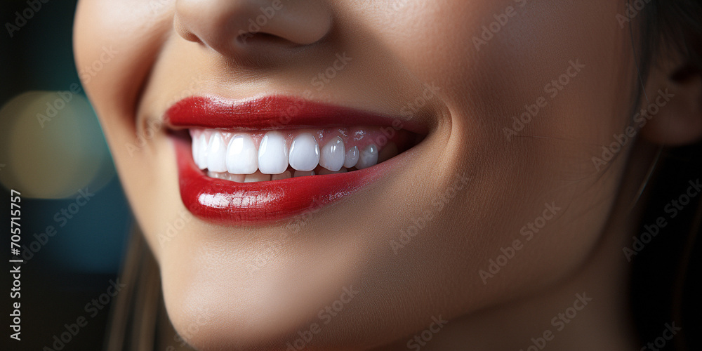 Portrait of the lower part of the face of a young woman with perfectly healthy white teeth. Close-up image. Model with well-groomed skin. Dentistry, teeth whitening and treatment, beauty, veneers Portrait of the lower part of the face of a young woman with perfectly healthy white teeth. Close-up image. Model with well-groomed skin. Dentistry, teeth whitening and treatment, beauty, veneers