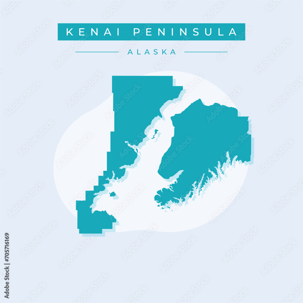 Vector illustration vector of Kenai Peninsula map Alaska
