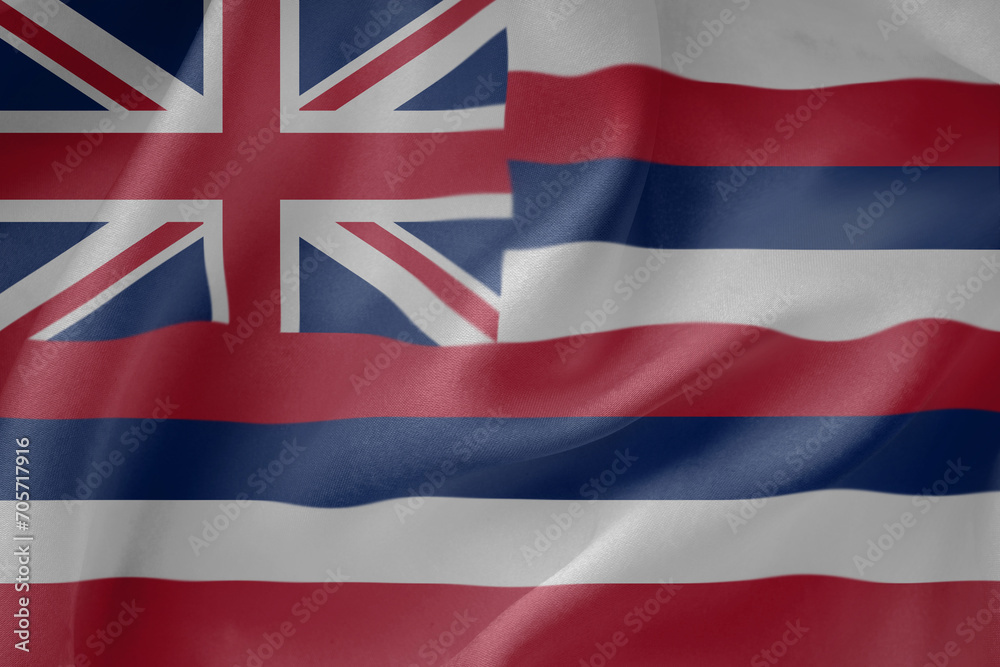 Hawaii waving flag close up fabric texture background Hawaii waving flag close up fabric texture background