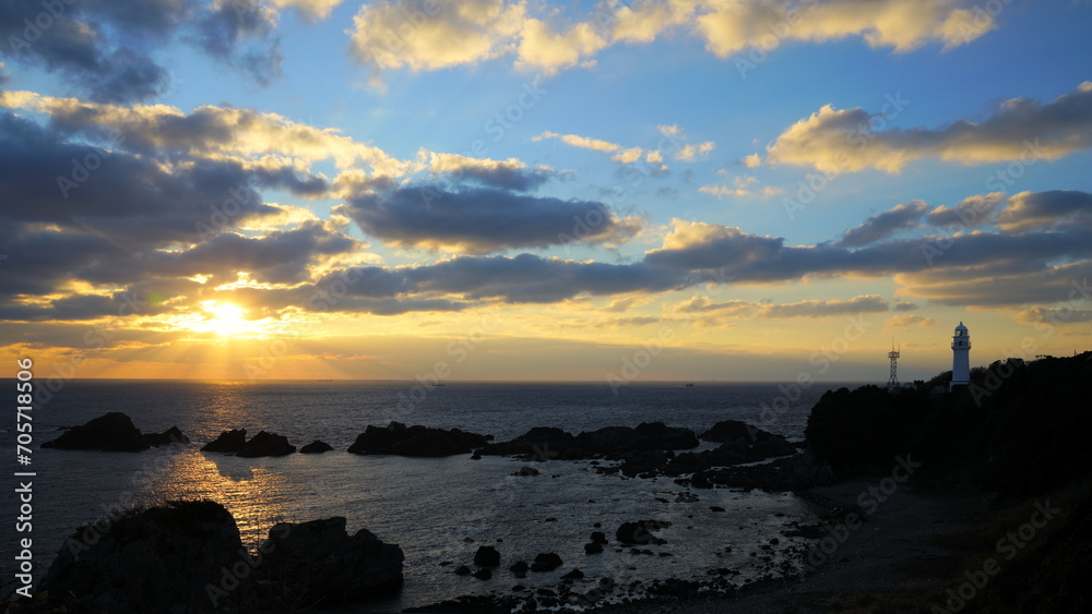 sunset over the sea at Shiono misaki