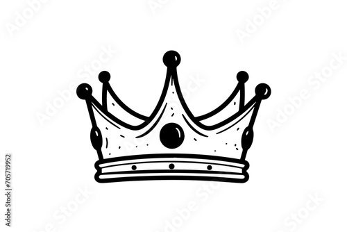 Vintage crown hand drawn ink sketch. Engraved style vector illustration.