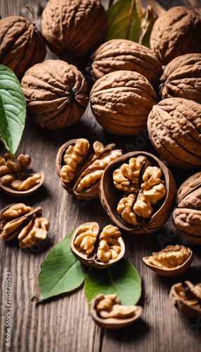 Autumn's Crunch Close Up on Fresh and Nutty Walnuts in Nature's Harvest