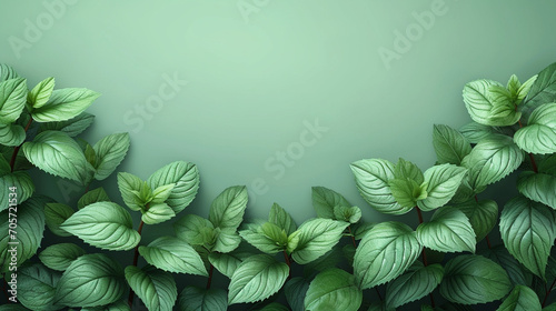 Fresh green mint leaves background  mint leaves texture  horizontal 