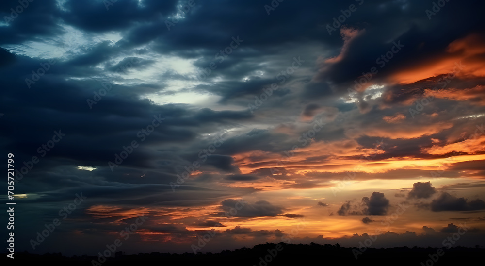 Fototapeta premium The beautiful sunset view with the blue sky and clouds in summer