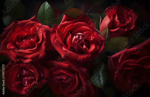 Isolated Elegant Red Roses background for Romantic Design © Riz