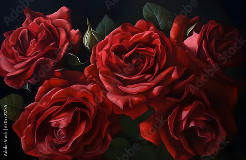 Isolated Elegant Red Roses background for Romantic Design