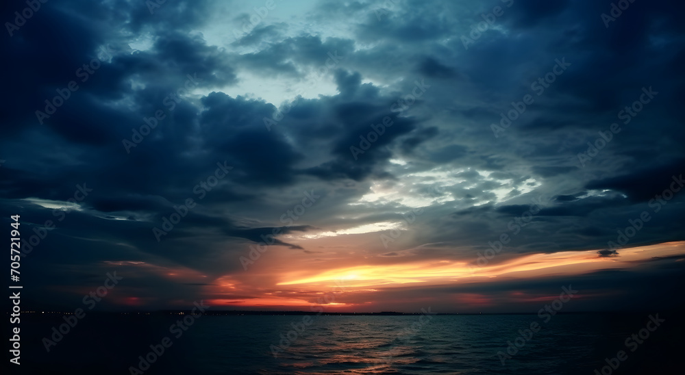 The beautiful sunset view with the blue sky and clouds in summer The beautiful sunset view with the blue sky and clouds in summer