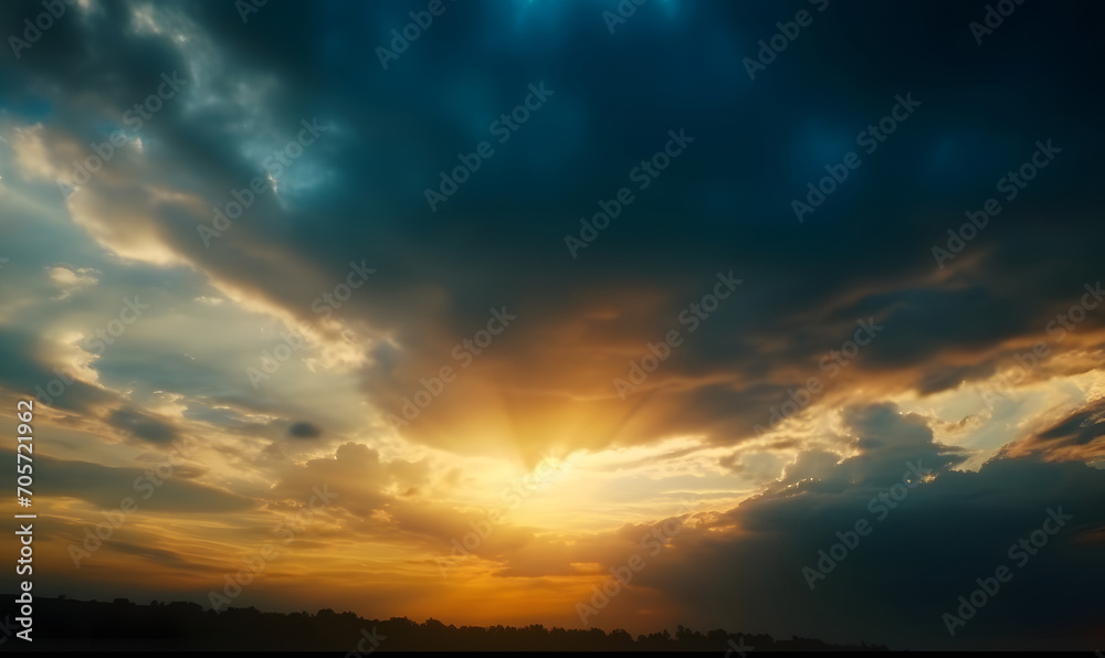 The beautiful sunset view with the blue sky and clouds in summer The beautiful sunset view with the blue sky and clouds in summer