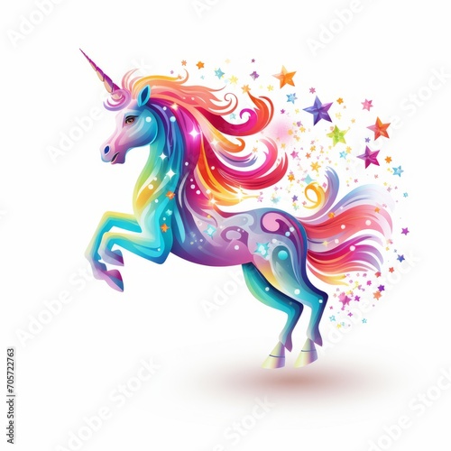 Beautiful rainbow unicorn isolated on a white background  Generative AI