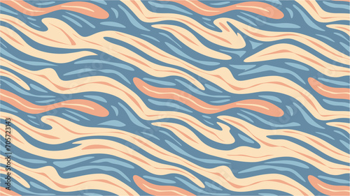 Seamless Colorful Dynamic Lines Pattern. Trippy Glitchy  groovy design. Can be used to decorate covers, postcards, walls.