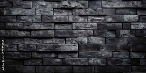Black decorative cement brick wall, brickwork background for design