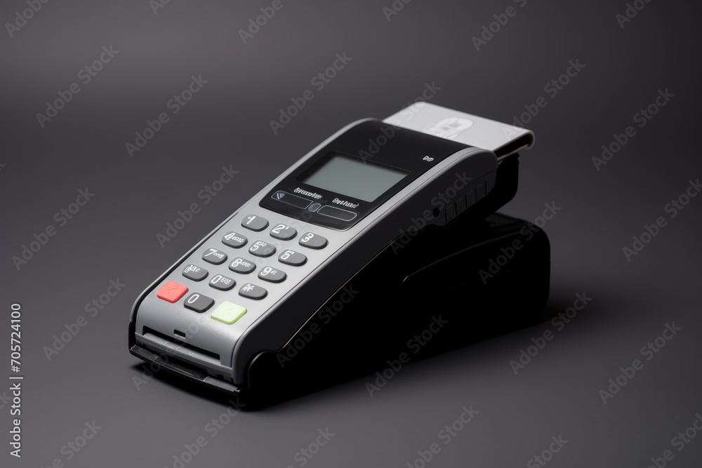 A credit card reader on a black surface A credit card reader on a black surface