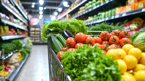 Fresh Vegetables in Supermarket Cart