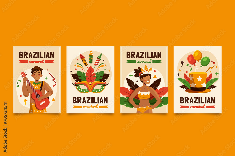 Fototapeta premium Flat brazilian carnival cards
