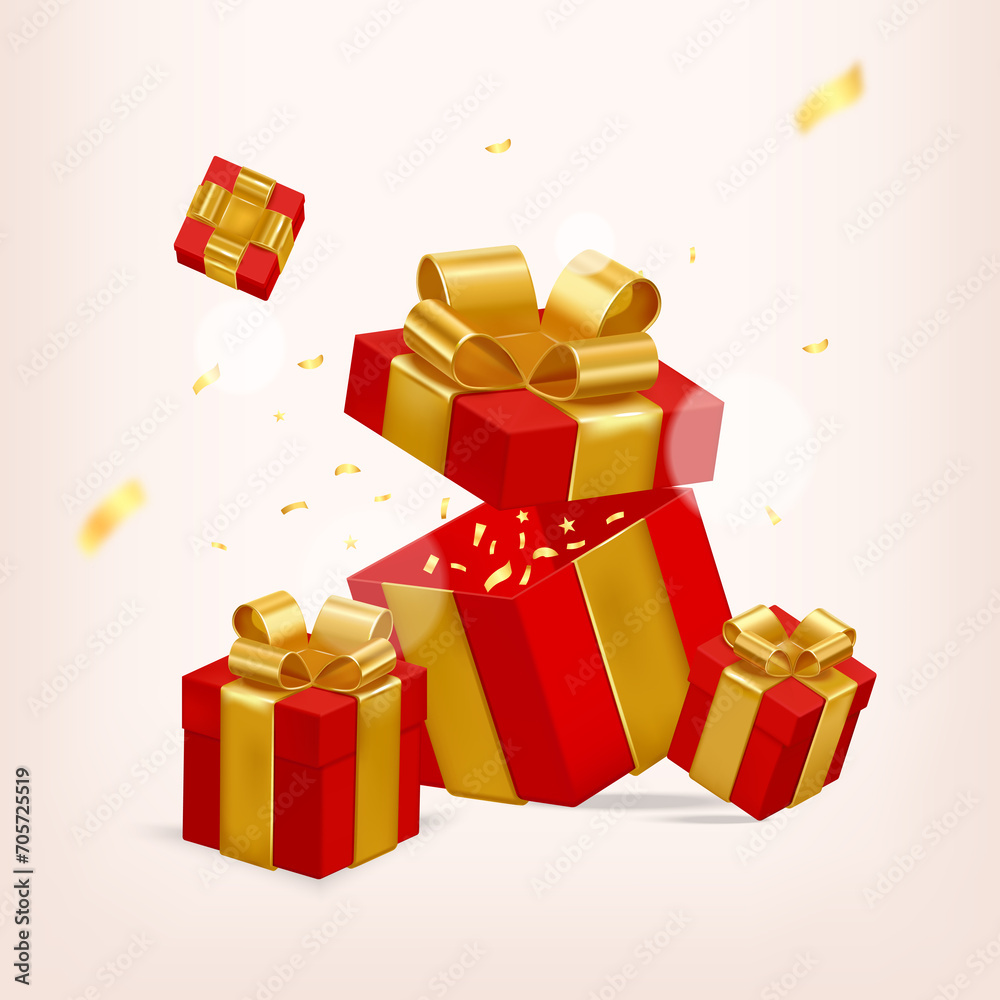 Obraz premium Realistic gift box composition