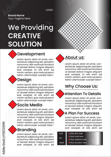 modern orange and black design template for poster flyer brochure cover. Graphic design layout with triangle graphic elements and space for photo background