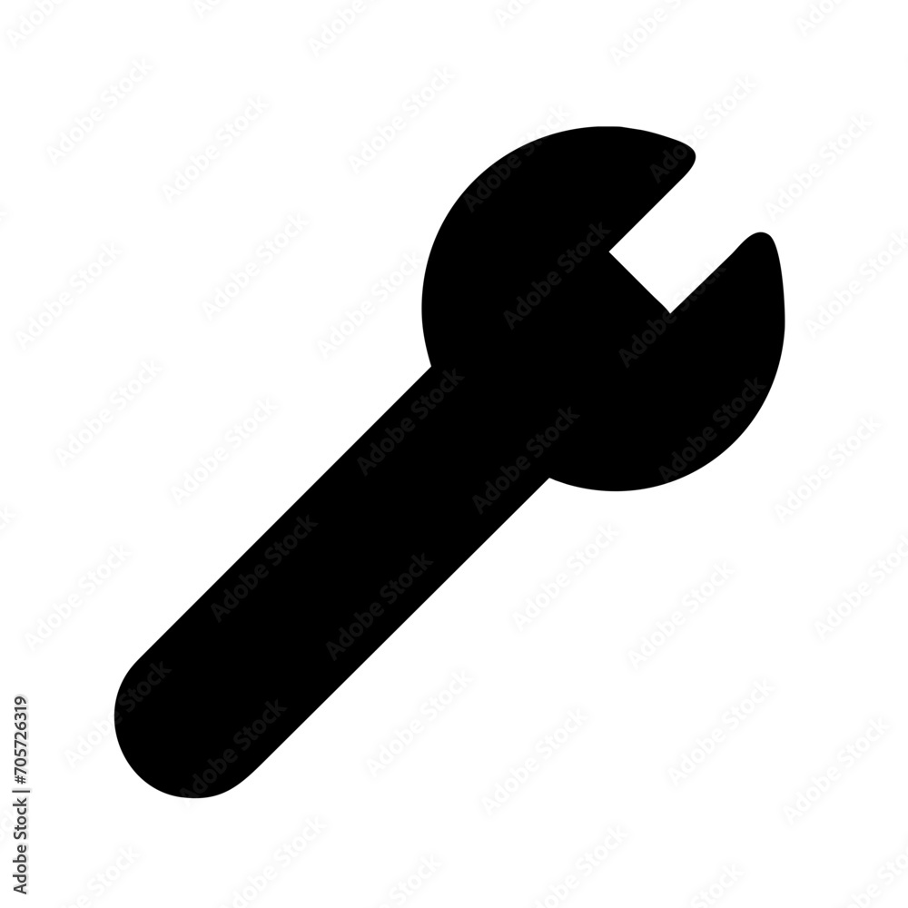 Mechanical wrench simple black icon isolated on white vector Mechanical wrench simple black icon isolated on white vector