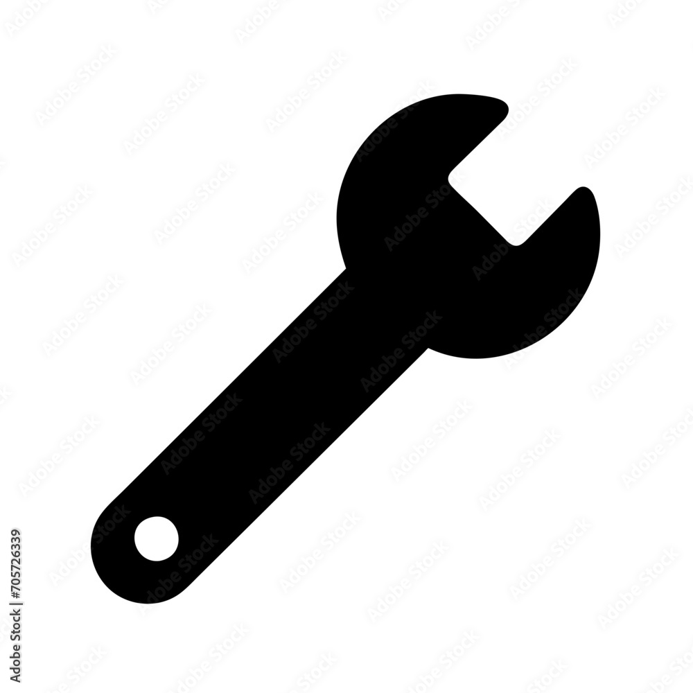 Mechanical wrench simple black icon isolated on white vector Mechanical wrench simple black icon isolated on white vector