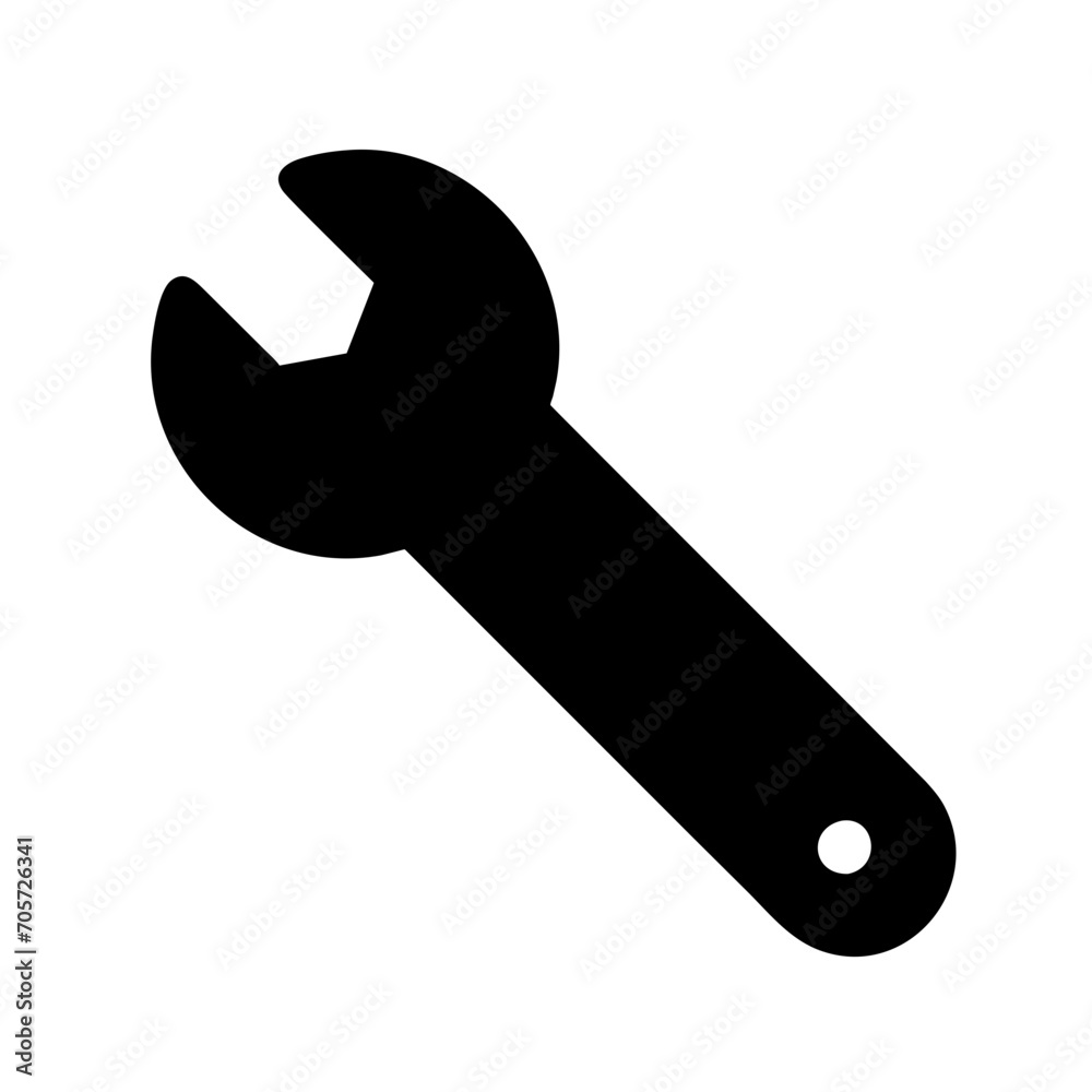 Mechanical wrench simple black icon isolated on white vector Mechanical wrench simple black icon isolated on white vector