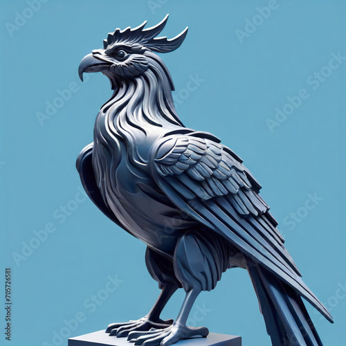 liver bird isolated on blue background. ai generative photo